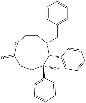 (5R,6S)-4-Benzyl-6-hydroxy-5,6-diphenyl-2,3,4,5,6,7,8,9-octahydro-1,4-oxazonin-9-one Struktur