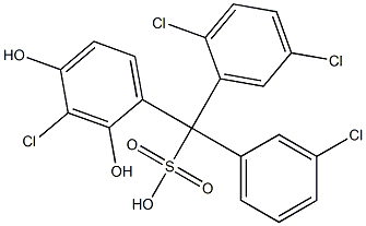 (3-Chlorophenyl)(2,5-dichlorophenyl)(3-chloro-2,4-dihydroxyphenyl)methanesulfonic acid Struktur