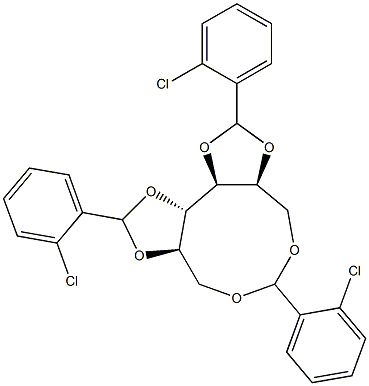 1-O,6-O:2-O,3-O:4-O,5-O-Tris(2-chlorobenzylidene)-L-glucitol Struktur