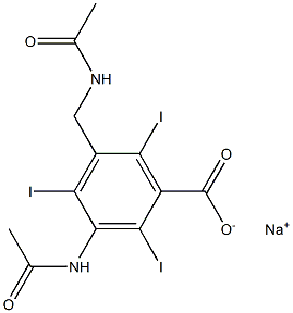 3-Acetylamino-5-acetylaminomethyl-2,4,6-triiodobenzoic acid sodium salt Struktur