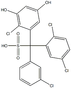 (3-Chlorophenyl)(2,5-dichlorophenyl)(2-chloro-3,5-dihydroxyphenyl)methanesulfonic acid Struktur