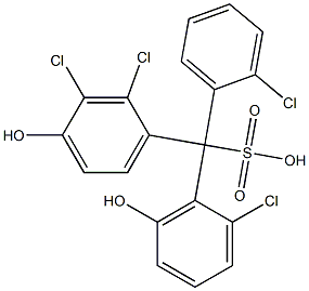 (2-Chlorophenyl)(2-chloro-6-hydroxyphenyl)(2,3-dichloro-4-hydroxyphenyl)methanesulfonic acid Struktur