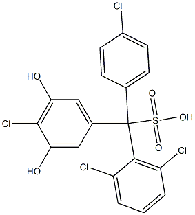 (4-Chlorophenyl)(2,6-dichlorophenyl)(4-chloro-3,5-dihydroxyphenyl)methanesulfonic acid Struktur