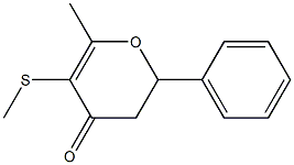 2-(Phenyl)-6-methyl-5-methylthio-2,3-dihydro-4H-pyran-4-one Struktur