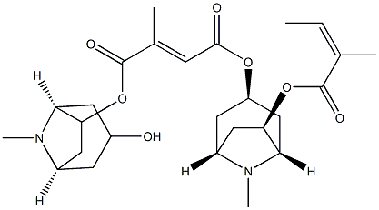 (E)-2-Methyl-2-butenedioic acid 1-[(1R,3R,5S,6R)-3-hydroxy-8-methyl-8-azabicyclo[3.2.1]octan-6-yl]4-[(1R,3R,5S,6R)-8-methyl-6-[[(Z)-2-methyl-1-oxo-2-butenyl]oxy]-8-azabicyclo[3.2.1]octan-3-yl] ester Struktur