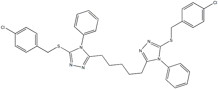 5,5'-(1,5-Pentanediyl)bis[4-(phenyl)-3-(4-chlorobenzylthio)-4H-1,2,4-triazole] Struktur