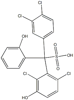 (3,4-Dichlorophenyl)(2,6-dichloro-3-hydroxyphenyl)(2-hydroxyphenyl)methanesulfonic acid Struktur