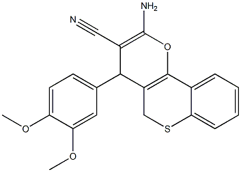 2-Amino-4-[3,4-dimethoxyphenyl]-4H,5H-[1]benzothiopyrano[4,3-b]pyran-3-carbonitrile Struktur