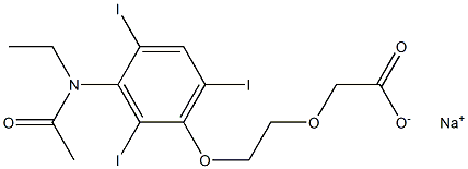 2-[2-[3-(N-Ethylacetylamino)-2,4,6-triiodophenoxy]ethoxy]acetic acid sodium salt Struktur