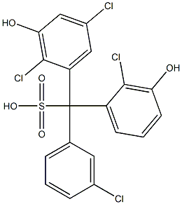 (3-Chlorophenyl)(2-chloro-3-hydroxyphenyl)(2,5-dichloro-3-hydroxyphenyl)methanesulfonic acid Struktur