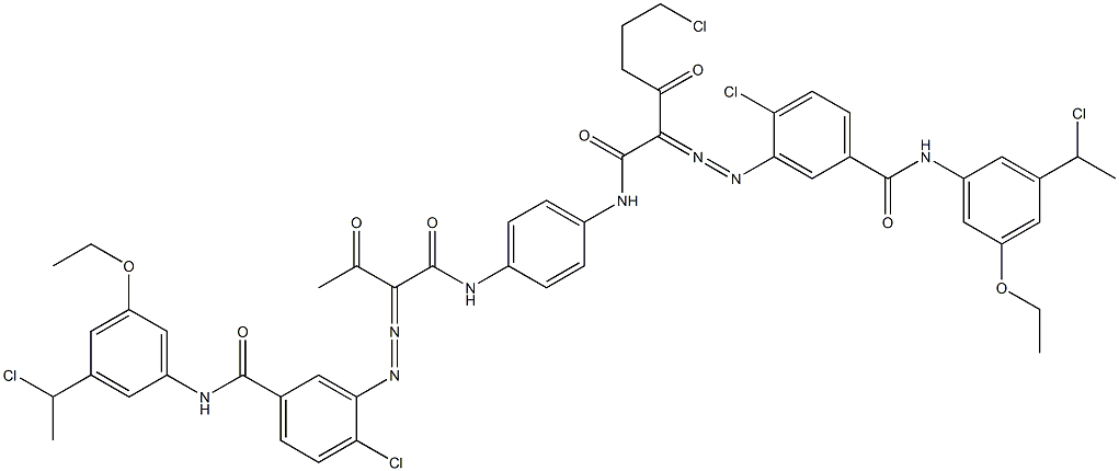 3,3'-[2-(2-Chloroethyl)-1,4-phenylenebis[iminocarbonyl(acetylmethylene)azo]]bis[N-[3-(1-chloroethyl)-5-ethoxyphenyl]-4-chlorobenzamide] Struktur