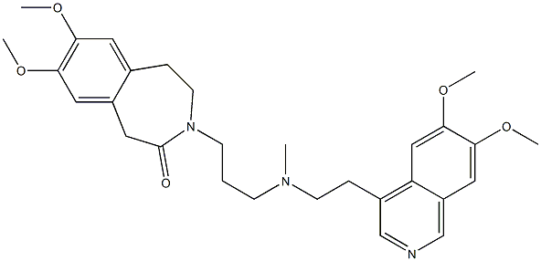 2,3-Dihydro-7,8-dimethoxy-3-[3-[N-[2-(6,7-dimethoxy-4-isoquinolinyl)ethyl]-N-methylamino]propyl]-1H-3-benzazepin-4(5H)-one Struktur