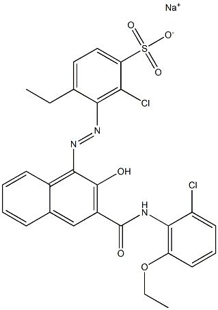 2-Chloro-4-ethyl-3-[[3-[[(2-chloro-6-ethoxyphenyl)amino]carbonyl]-2-hydroxy-1-naphtyl]azo]benzenesulfonic acid sodium salt Struktur