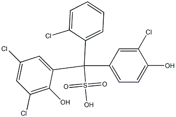 (2-Chlorophenyl)(3-chloro-4-hydroxyphenyl)(3,5-dichloro-2-hydroxyphenyl)methanesulfonic acid Struktur