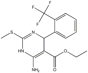 6-Amino-1,4-dihydro-2-methylthio-4-(2-trifluoromethylphenyl)pyrimidine-5-carboxylic acid ethyl ester Struktur