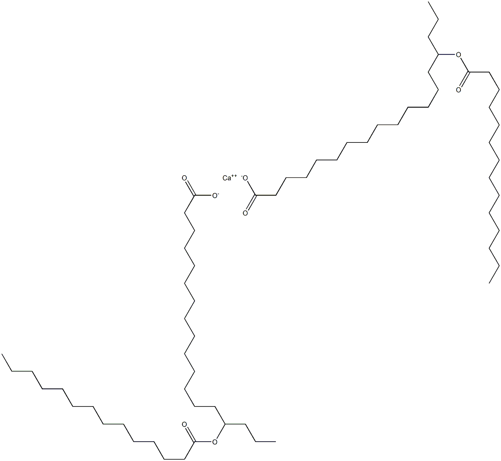 Bis(15-tetradecanoyloxyoctadecanoic acid)calcium salt Struktur