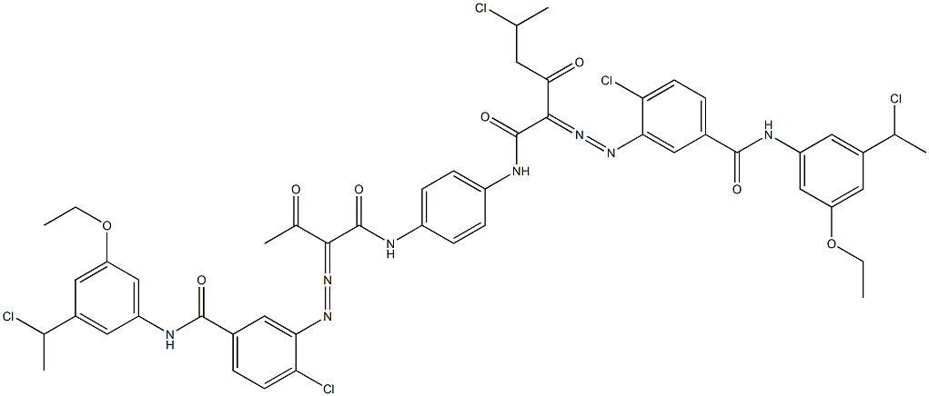 3,3'-[2-(1-Chloroethyl)-1,4-phenylenebis[iminocarbonyl(acetylmethylene)azo]]bis[N-[3-(1-chloroethyl)-5-ethoxyphenyl]-4-chlorobenzamide] Struktur