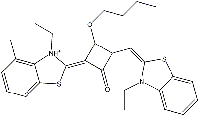 2-[3-[(3-Ethylbenzothiazol-2-ylidene)methyl]-2-butoxy-4-oxocyclobutan-1-ylidene]methyl-3-ethylbenzothiazol-3-ium Struktur