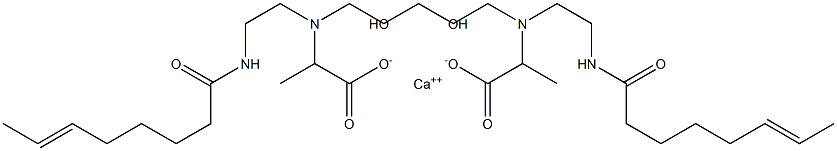 Bis[2-[N-(3-hydroxypropyl)-N-[2-(6-octenoylamino)ethyl]amino]propionic acid]calcium salt Struktur