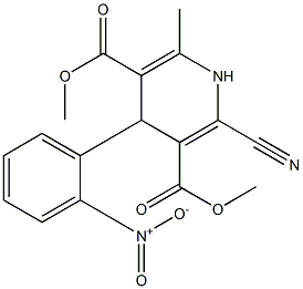 4-(2-Nitrophenyl)-2-cyano-6-methyl-1,4-dihydropyridine-3,5-dicarboxylic acid dimethyl ester Struktur