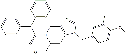 1-(3-Methyl-4-methoxybenzyl)-4,5,6,7-tetrahydro-6-hydroxymethyl-5-diphenylacetyl-1H-imidazo[4,5-c]pyridine Struktur