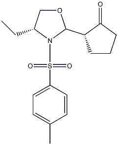 (2S)-2-[(2R,4R)-4-Ethyl-3-(4-methylphenylsulfonyl)oxazolidin-2-yl]-1-cyclopentanone Struktur