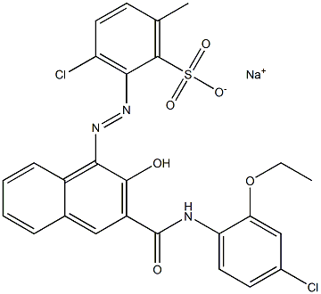 3-Chloro-6-methyl-2-[[3-[[(4-chloro-2-ethoxyphenyl)amino]carbonyl]-2-hydroxy-1-naphtyl]azo]benzenesulfonic acid sodium salt Struktur