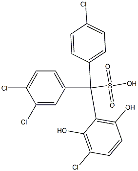 (4-Chlorophenyl)(3,4-dichlorophenyl)(3-chloro-2,6-dihydroxyphenyl)methanesulfonic acid Struktur