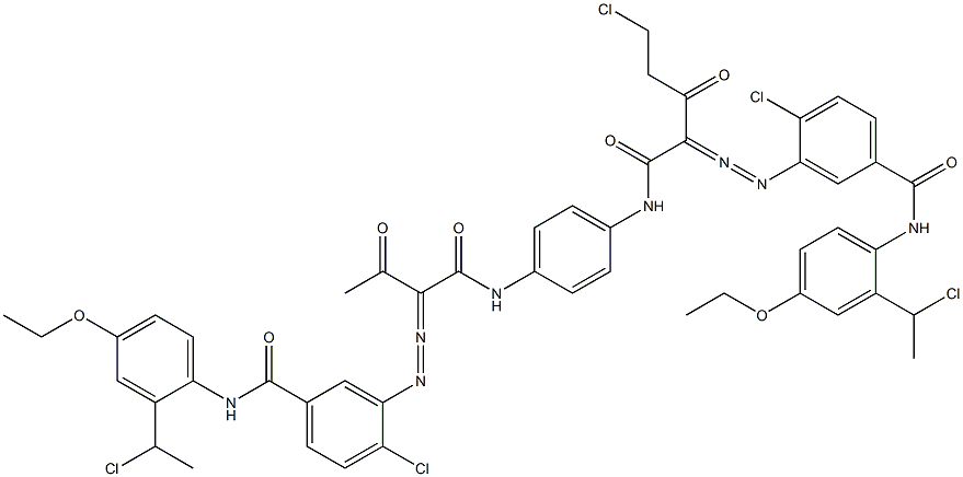 3,3'-[2-(Chloromethyl)-1,4-phenylenebis[iminocarbonyl(acetylmethylene)azo]]bis[N-[2-(1-chloroethyl)-4-ethoxyphenyl]-4-chlorobenzamide] Struktur