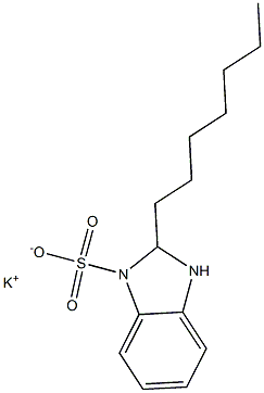 2,3-Dihydro-2-heptyl-1H-benzimidazole-1-sulfonic acid potassium salt Struktur