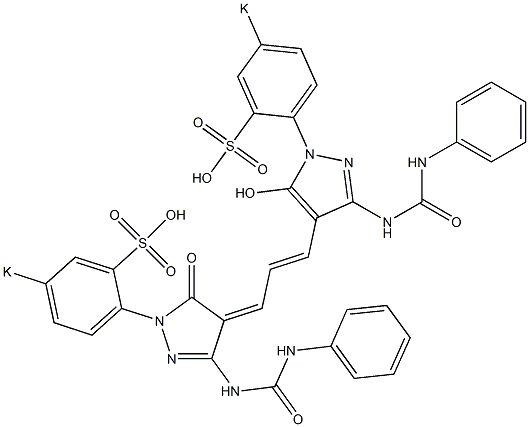 4-[3-[5-Hydroxy-3-(3-phenylureido)-1-(p-potassiosulfophenyl)-1H-pyrazol-4-yl]-2-propenylidene]-3-(3-phenylureido)-1-(p-potassiosulfophenyl)-2-pyrazolin-5-one Struktur