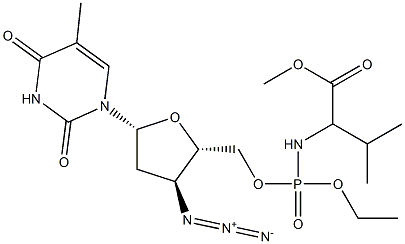 3'-Azido-3'-deoxythymidine-5'-[[[1-isopropyl-2-methoxy-2-oxoethyl]amino]phosphonic acid ethyl] ester Struktur