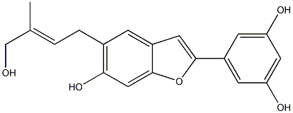 2-(3,5-Dihydroxyphenyl)-6-hydroxy-5-[(2E)-4-hydroxy-3-methyl-2-butenyl]benzofuran Struktur