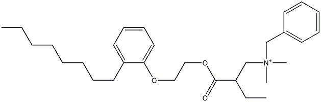 N,N-Dimethyl-N-benzyl-N-[2-[[2-(2-octylphenyloxy)ethyl]oxycarbonyl]butyl]aminium Struktur