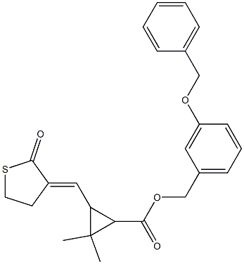 3-[[(3E)-2-Oxothiolan-3-ylidene]methyl]-2,2-dimethylcyclopropanecarboxylic acid 3-(benzyloxy)benzyl ester Struktur