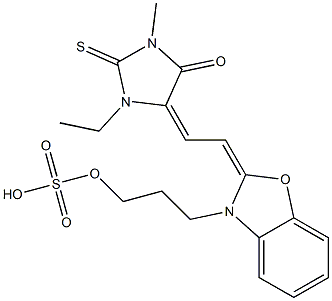 1-Ethyl-3-methyl-5-[2-[3-[3-(sulfooxy)propyl]benzoxazol-2(3H)-ylidene]ethylidene]-2-thioxoimidazolidin-4-one Struktur