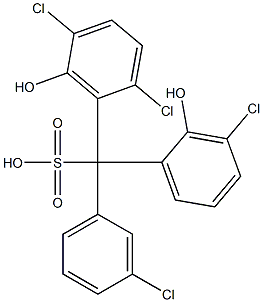 (3-Chlorophenyl)(3-chloro-2-hydroxyphenyl)(2,5-dichloro-6-hydroxyphenyl)methanesulfonic acid Struktur