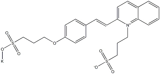 1-(3-Sulfonatopropyl)-2-[4-[3-(potassiooxysulfonyl)propoxy]styryl]quinolin-1-ium Struktur