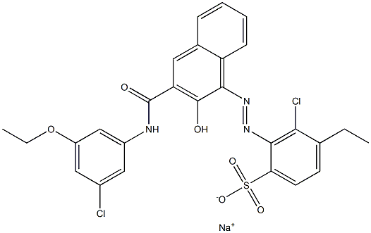 3-Chloro-4-ethyl-2-[[3-[[(3-chloro-5-ethoxyphenyl)amino]carbonyl]-2-hydroxy-1-naphtyl]azo]benzenesulfonic acid sodium salt Struktur