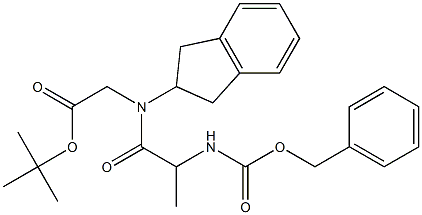 2-[N-[2-(Benzyloxycarbonylamino)propionyl]-N-(indan-2-yl)amino]acetic acid tert-butyl ester Struktur