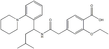 2-Ethoxy-4-[[3-methyl-1-(2-piperidinophenyl)butyl]carbamoylmethyl]benzoic acid Struktur