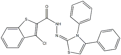 3-Chloro-N'-[(3,4-diphenyl-2,3-dihydrothiazol)-2-ylidene]benzo[b]thiophene-2-carbohydrazide Struktur