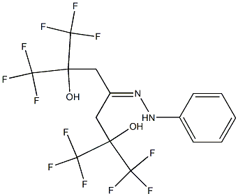 2,6-Bis(trifluoromethyl)-2,6-dihydroxy-1,1,1,7,7,7-hexafluoro-4-heptanone phenyl hydrazone Struktur