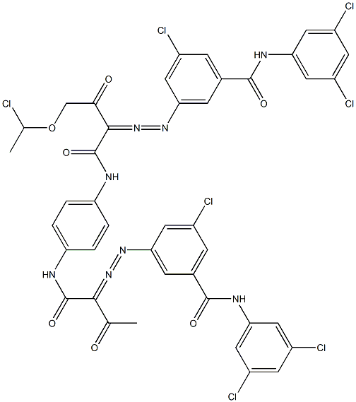 3,3'-[2-[(1-Chloroethyl)oxy]-1,4-phenylenebis[iminocarbonyl(acetylmethylene)azo]]bis[N-(3,5-dichlorophenyl)-5-chlorobenzamide] Struktur