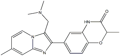 6-(3-Dimethylaminomethyl-7-methyl-imidazo[1,2-a]pyridin-2-yl)-2-methyl-2H-1,4-benzoxazin-3(4H)-one Struktur