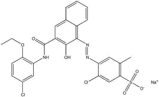 3-Chloro-6-methyl-4-[[3-[[(3-chloro-6-ethoxyphenyl)amino]carbonyl]-2-hydroxy-1-naphtyl]azo]benzenesulfonic acid sodium salt Struktur