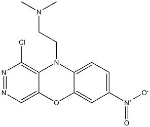 1-Chloro-10-(2-dimethylaminoethyl)-7-nitro-10H-pyridazino[4,5-b][1,4]benzoxazine Struktur