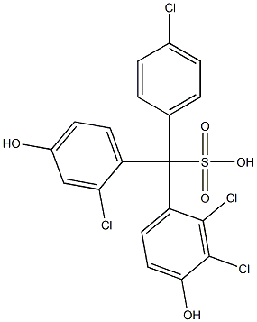 (4-Chlorophenyl)(2-chloro-4-hydroxyphenyl)(2,3-dichloro-4-hydroxyphenyl)methanesulfonic acid Struktur