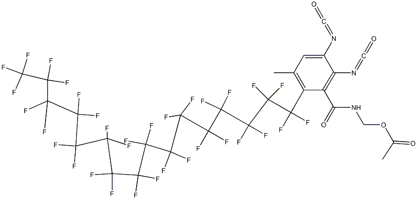 N-(Acetyloxymethyl)-2-(tritriacontafluorohexadecyl)-5,6-diisocyanato-3-methylbenzamide Struktur