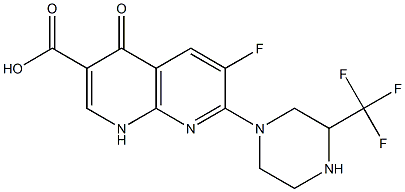 6-Fluoro-1,4-dihydro-4-oxo-7-(3-trifluoromethyl-1-piperazinyl)-1,8-naphthyridine-3-carboxylic acid Struktur